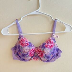 NWT Victoria's Secret Jasmine Purple Embroidered Push Up Bra Size 34A